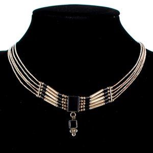 925 Sterling silver and onyx necklace